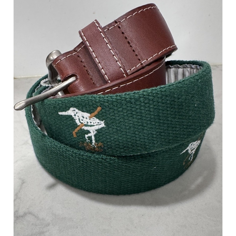 REEL POINT SHELTER ISLAND Embroidered Golf Belt THE CREEK Locust Valley 42 Green